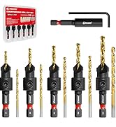 EZARC Countersink Drill Bit Set, 12 PCS Counter Sink Drill Bit Adjustable, #4, #6, #8, #10, #12, ...