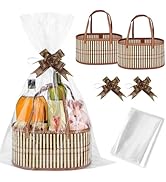 MADHOLLY Bamboo Woven Baskets for Gifts Empty - Foldable Sturdy Gift Basket Kit for Wrapping with...