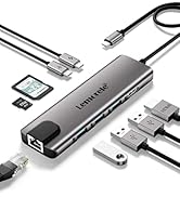 Lemorele USB C Hub Multiport Adapter 9 in 1 w/Gigabit Ethernet, 100W PD, HDMI 4K, 3 USB 2.0, 5Gbp...