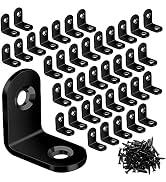FATLODA 40PCS L Bracket, Metal Black Corner Brace, Stainless Steel Joint Right Angle Bracket Fast...