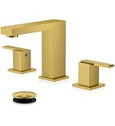 KENES Brushed Gold Widespread Bathroom Faucet 3 Hole Bathroom Sink Faucet Gold Two Handle, 8-Inch...