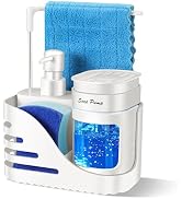 Kitchen Soap Dispenser Set, 4-in-1 Dual Hand and Dish Soap Dispenser with Sponge Holder and Dishc...