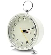 Analog Alarm Clock with Night Light for Kids, 4" Vintage Silent Non-Ticking Tabletop Clock for Sh...