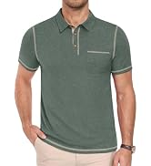 PEGENO Men's Polo Shirts Short Sleeve Casual Classic Vintage Button Golf