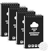 Thboxes 4 Pack Waterproof Pocket Notebook, 5" x 3" Top-Spiral Waterproof All Weather Notepad for ...