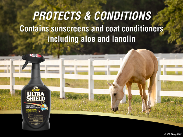 UltraShield EX Protects & Conditions Contains sunscreens and coat conditioners including aloe