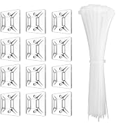 Kanemc 240Pcs Clear Cable Ties Mounts, 5.9'' Heavy Duty Zip Ties 120Pcs + 3/4" Adhesive Cable Hol...