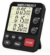 MOSTRUST Digital Dual Kitchen Timer, 3 Channels Triple Countdown Timer for Cooking, Magnetic Memo...