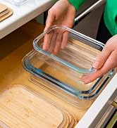 Glass Food Storage Containers with Lids (Bamboo) - 4 Piece Value Set