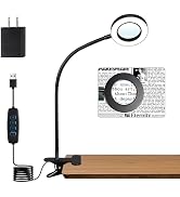 Woputne Desk Lamp 5X Magnifying Glass with Light Clamp Light for Reading | 10 Brightness, 3 Color...