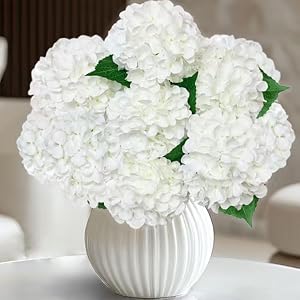 white artificial hydrangea flowers