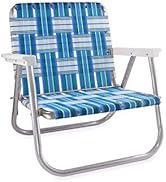 Lawn Chair USA Webbing Chair (Low Back Beach Chair, Sea Island with White Arms)