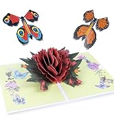 ilauke Pop Up Cards, 3D Moonflower Flowers Pop Up Cards, Greeting Cards with Magic Flying Butterf...