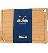 Hiware Extra Large Bamboo Cutting Board for Kitchen, Heavy Duty Wood Cutting Board with Juice Gro...