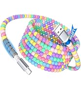 USB C Cable Beaded 6FT USB to USB-C Fast Charging Cable for iPhone 17 16 15 | 16e 17e for CarPlay...