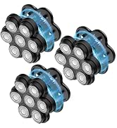 Magnetic Head Shaver Replacement Heads 7 Double Ring Waterproof Rotary Razor Blades for Bald Men ...