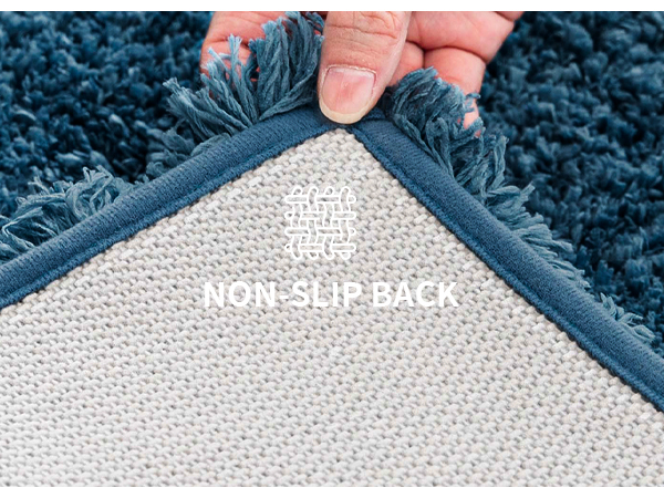 Bathroom Rugs Non Slip Washable Ultra Soft Absorbent Bath Mat Quick Dry Shaggy for Tub Blue Decor