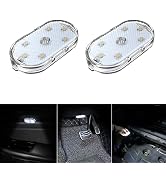2 PCS Car Led Lights Interior,White Ambient Lighting Car Interior,USB Rechargeable Car Interior R...