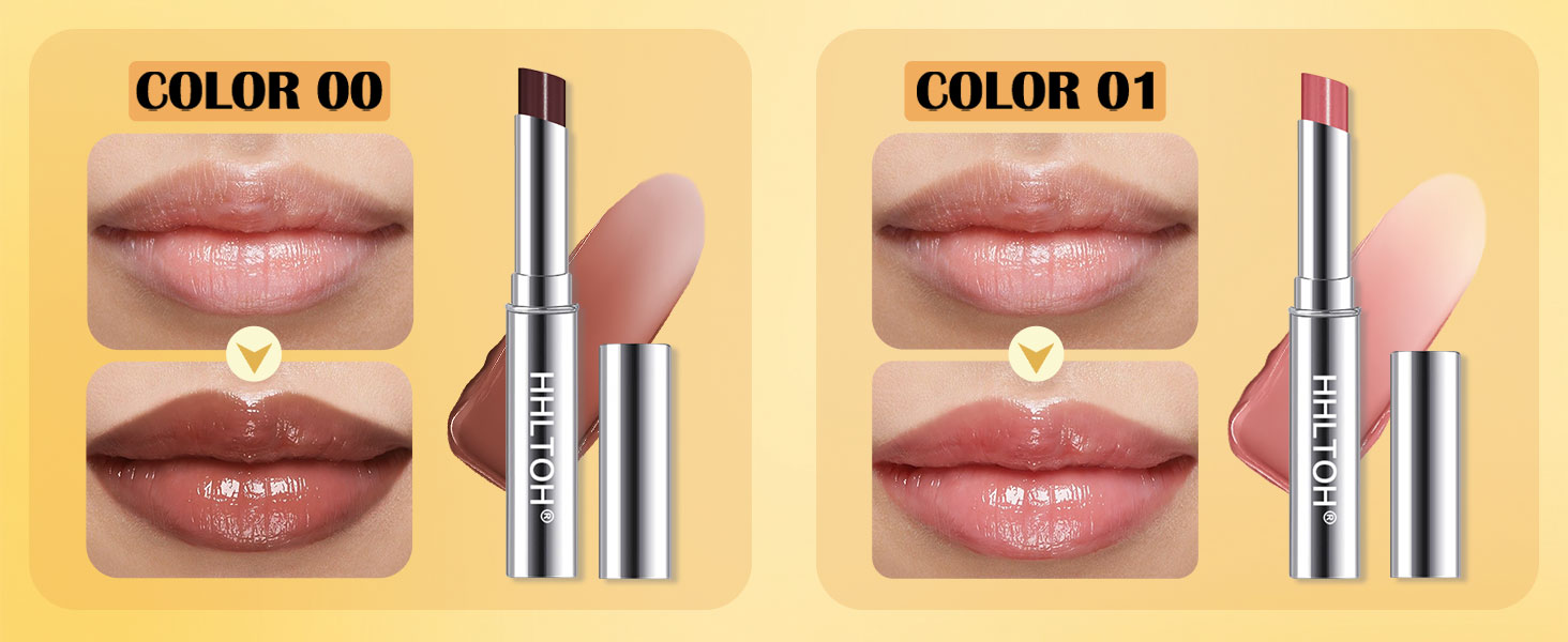 Black & Dusty Pink Tinted Lip Balm for Women, Hydrating Lip Oil Stick Lipstick for Mature Skin