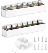 PMMASTO Adhesive Acrylic Spice Rack Organizer for Wall with Nano Double Sided Tape, Spice Shelf O...