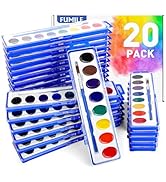 FUMILE Watercolors Paint Set Bulk,20 Pack 8 Washable Bright Colors with Paintbrush.Watercolors Pa...