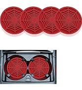 4PCS Silicone Car Coasters,Unique Spider Web Non-Slip Car Cup Holder Coaster Car Interior Accesso...