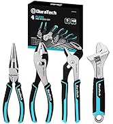 DURATECH 4-Piece Pliers Set, 8" Needle Nose Pliers, 8" Slip Joint Pliers, 8" Groove Joint Pliers ...