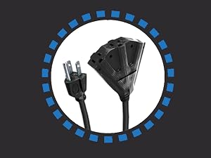 Black Extension Cord with 3 Electrical Power Outlets