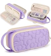 Bunnychill Pencil Case For Girls,Flower Quilted Large Capacity Pencil Pouch With 2 Compartment, Z...