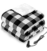 SEALY 12-Volt Heated Car Blanket with 2 USB Output Ports, 3 Heating Levels & 4 Hours Auto Off, El...