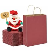 METRONIC Red Gift Bags 5.25 x 3.75 x 8 Inch, 100 Pack Small Paper Bags with Handles Bulk,Kraft Gi...