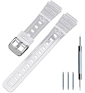 Hijiawee Replacement Strap for Casio F-91W/F-105/F-84/F-94, Soft TPU Translucent Clear Replacemen...