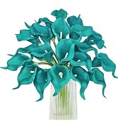 Letjolt Teal Calla Lily 20Pcs Artificial Flowers Bouquet for Wedding Bride Shower Blessing Gift H...