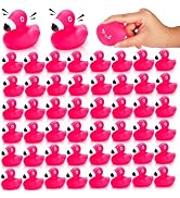 Goaste 50 Pieces Flamingo Rubber Ducks Bulk, Mini Pink Flamingo Bath Toys, Cute Floating Squeaky ...