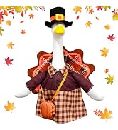 FYSUIMU Thanksgiving Turkey Porch Goose Outfits Fall Plaid Pumpkin Lawn Goose Clothes Fits 23 Inc...