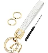 GABOX Extended Wristlet Keychain for Women Rhinestone Ring Carabiner & Horseshoe Clasp for Car Ke...