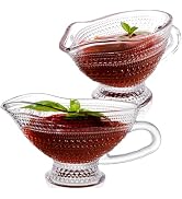 ZOOFOX 2 Pack 12 oz Glass Gravy Boat, Crystal Gravy Bowl with Easy-Pour Spout and Handle, Vintage...
