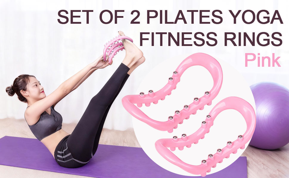 Pink Yoga Ring with Massage Steel Balls Pilates Circle