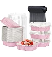 LNYZQUS Square Baking Cups Brownie Pans With Lids 40 Pack, 7.5oz Disposable Ramekins Mini Cake Pa...