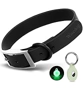 Wisedog Waterproof Dog Collar with Airtag Holder, Adjustable Soft Rubber Coated Webbing, Odor-Pro...