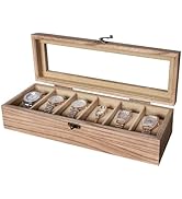 Exper City Watch Box, Watch Case for Men Women with Large Glass Lid, Wooden Watch Display Storage...