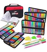 200 Colors Gel Pens Set, ZSCM Glitter Gel Pens Colored Drawing Pens Set with 128 Glitter Neon Mar...