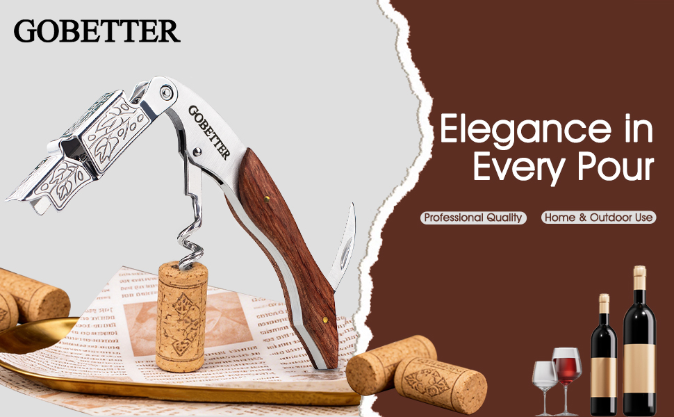 GOBETTER wine bottle opener, wine key for servers, water's corkscrew
