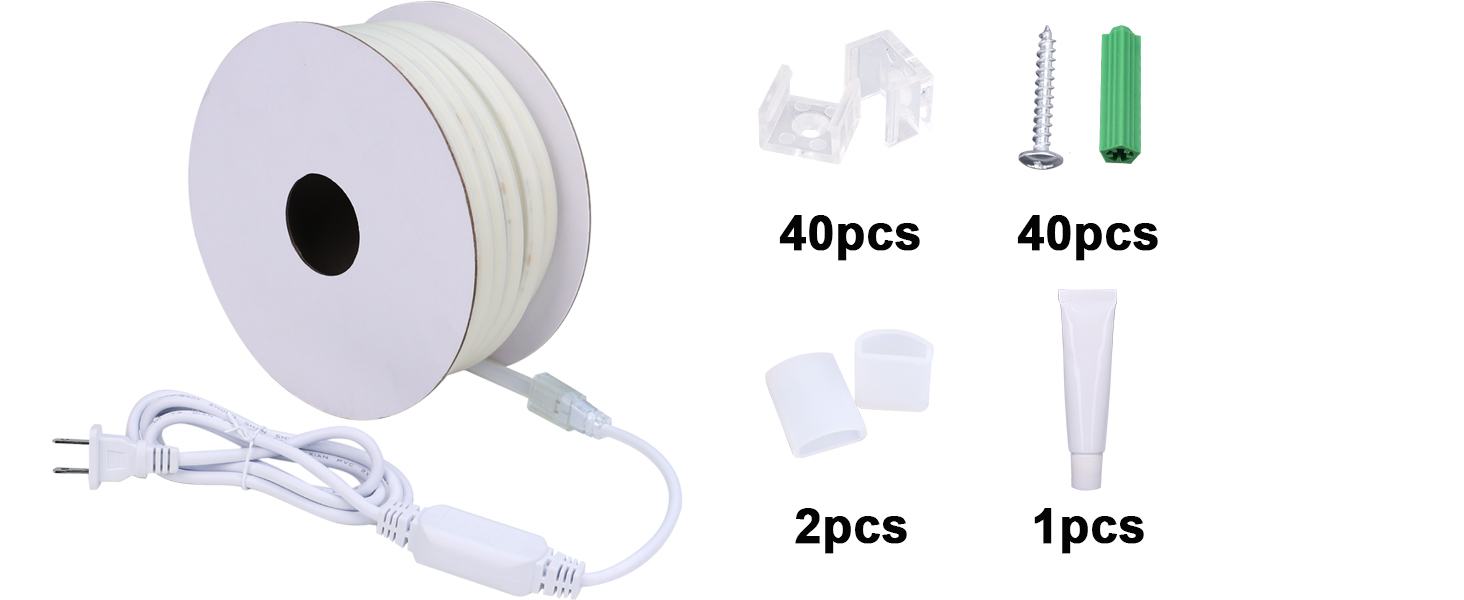 AC 110V COB LED Strip Light Outdoor Waterproof 65.6ft, LED Rope Light Flexible Cuttable for Bedroom