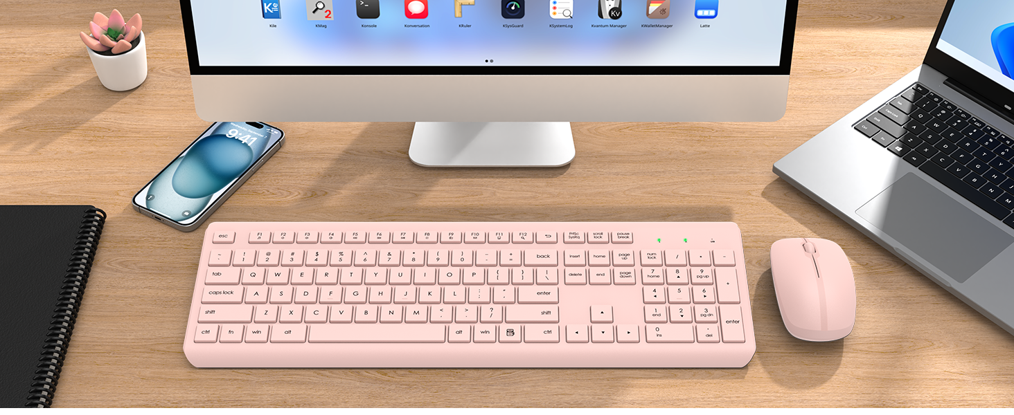 Wireless Keyboard and Mouse Combo Full Size Silent Ergonomic Keyboard Mouse Cordless Mouse Keyboard