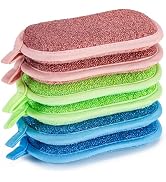 Dual-Sided Multi-Purpose Scrub Sponges, Non-Scratch Dishwashing Sponges for Kitchen, Reusable Mic...