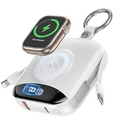 citicr Portable Charger 10000mAh w/Built-in Cables & iWatch Charger White | Fast charging, Built-...