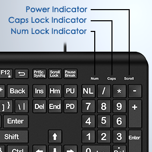 Large Print Computer Keyboard WiredUSB Full Size Quiet Keyboard Oversized Print Letter