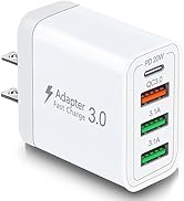 40W QC3.0 USB C Charger Block, CARZONJX 4 Port PD+QC Power Adapter Fast Charging Blocks USB C Wal...
