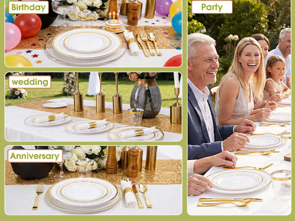 Gold Plastic Dinnerware Set
